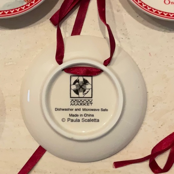 Vintage Christmas Plates Ornaments Paula Scaletta Santa Lot Of 7 Xmas Ornament - Picture 11 of 14